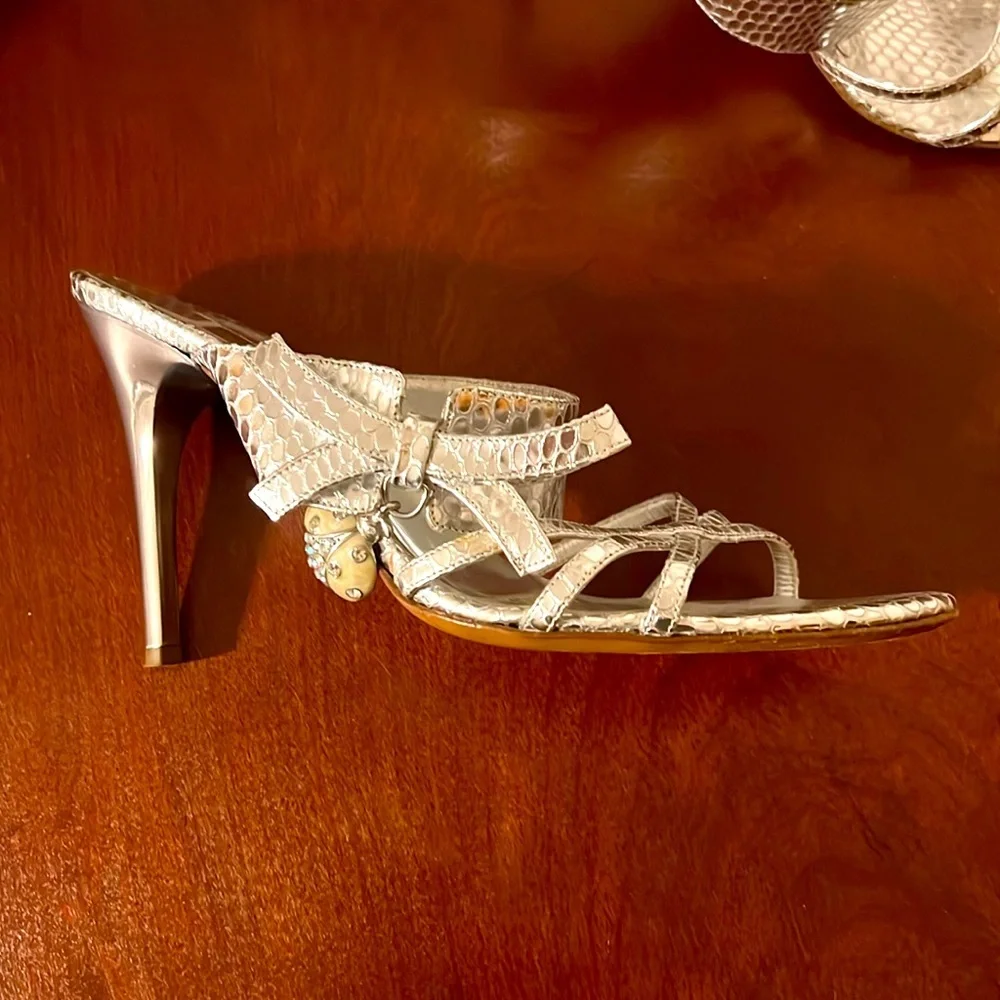 Martini Osvaldo. Silver High Heels Sandals. Size 38 or US 8